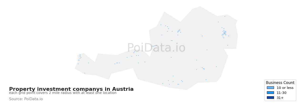 Property investment company density map for Austria