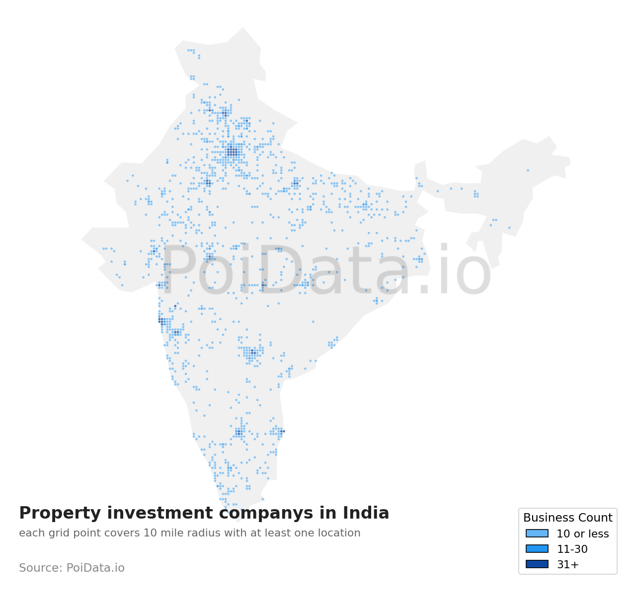 Property investment company density map for India