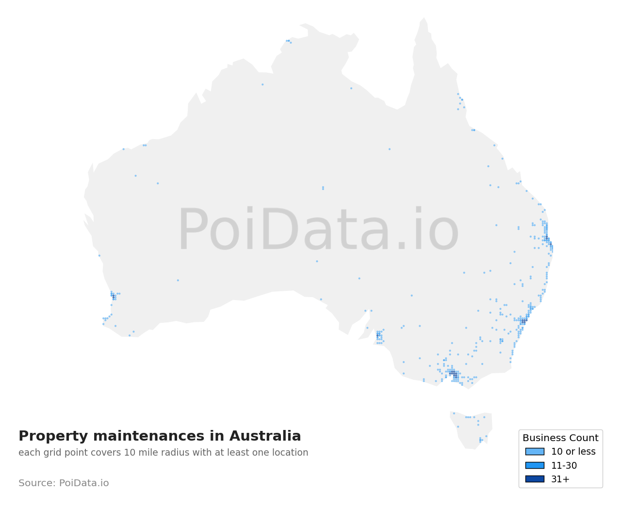 Property maintenance density map for Australia