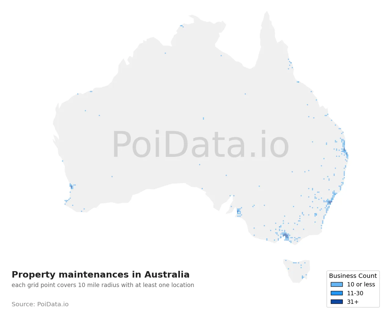 Property maintenance density map for Australia