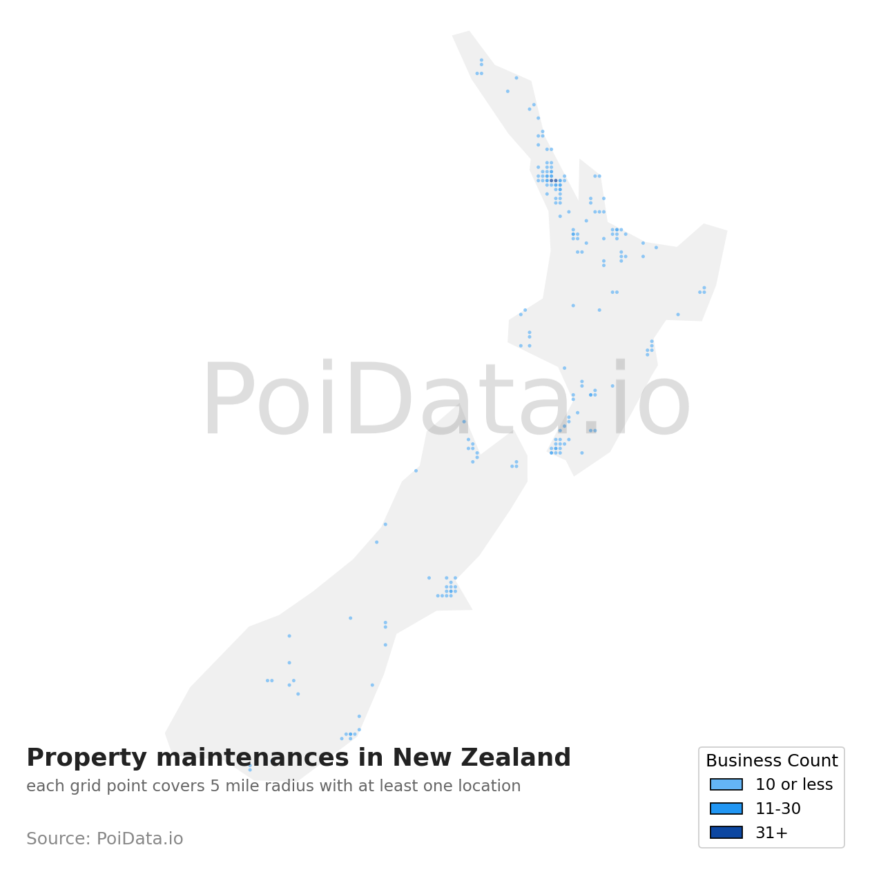 Property maintenance density map for New Zealand