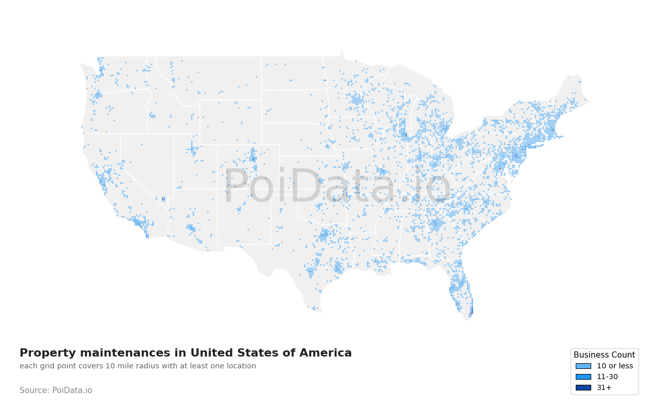 Property maintenance density map for Florida, United States