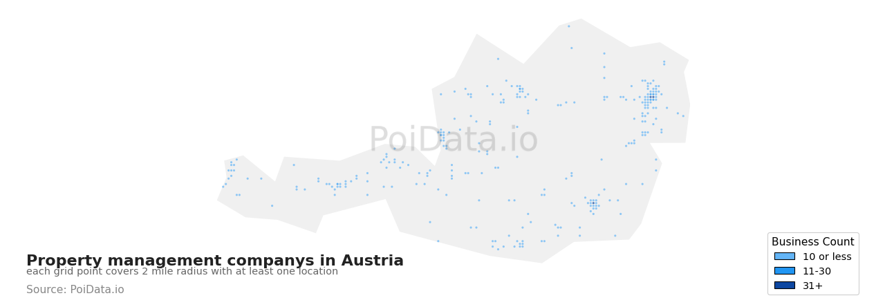 Property management company density map for Austria