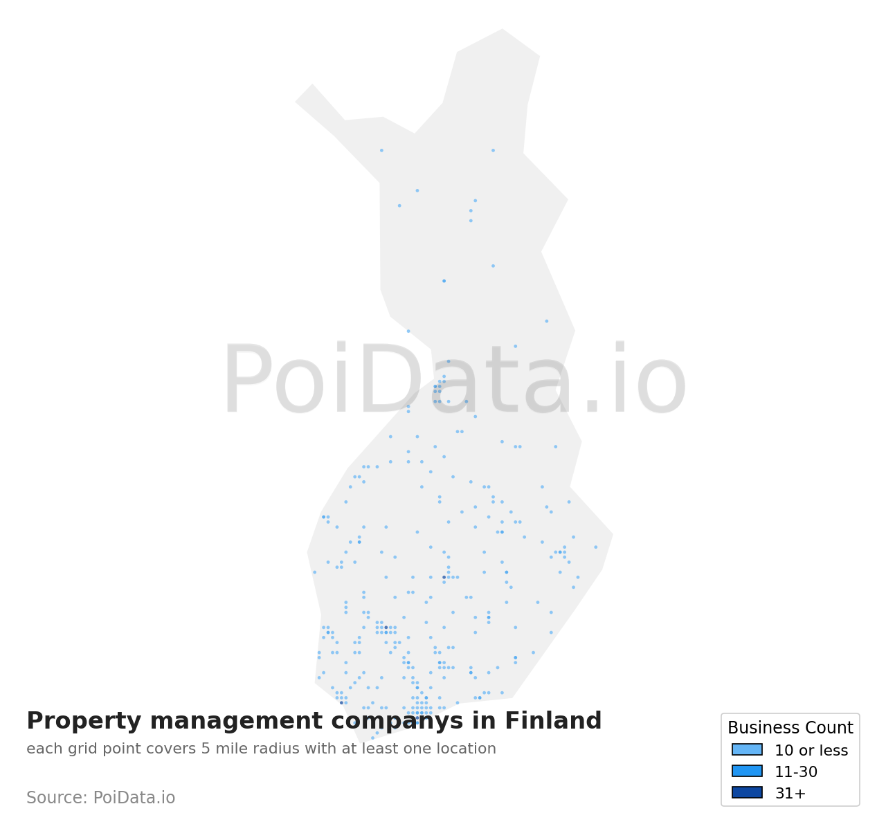 Property management company density map for Finland