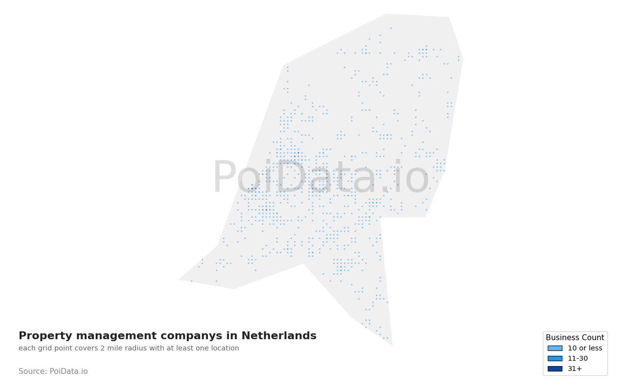 Property management company density map for Netherlands