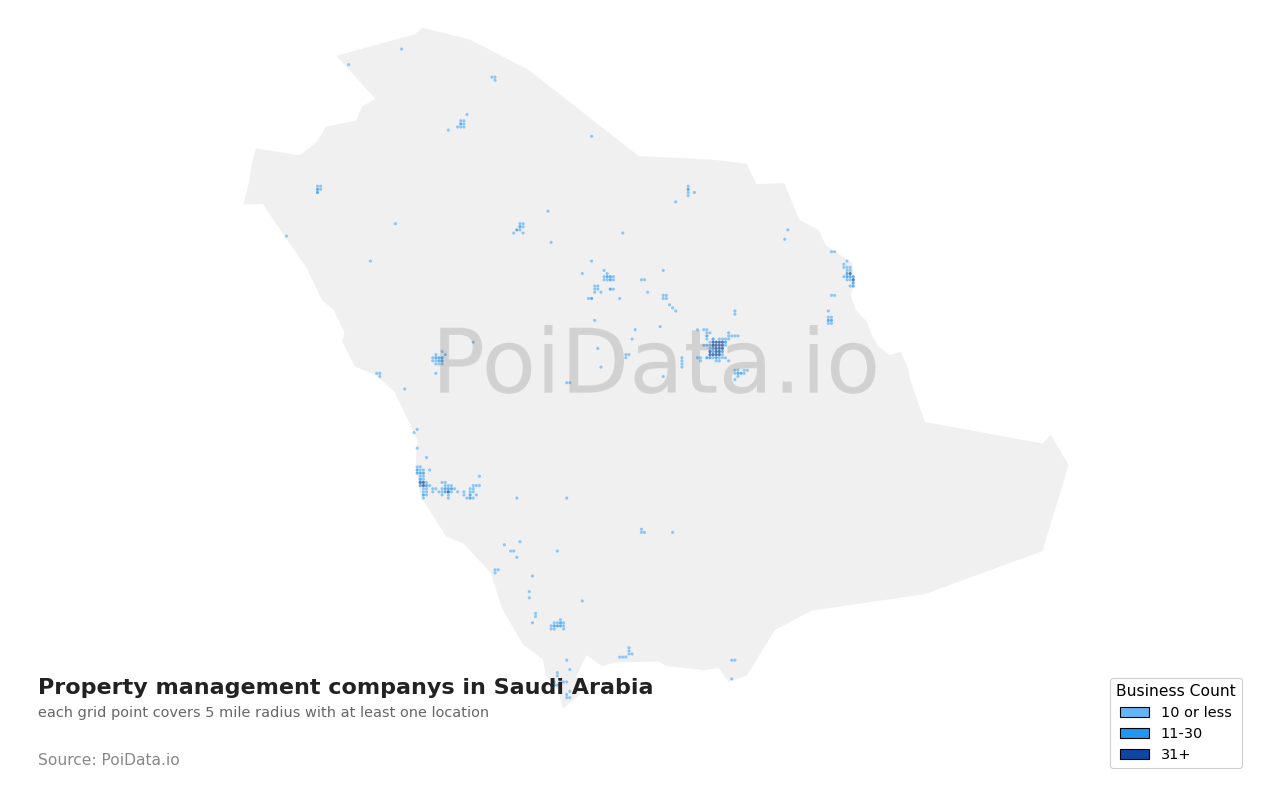 Property management company density map for Saudi Arabia