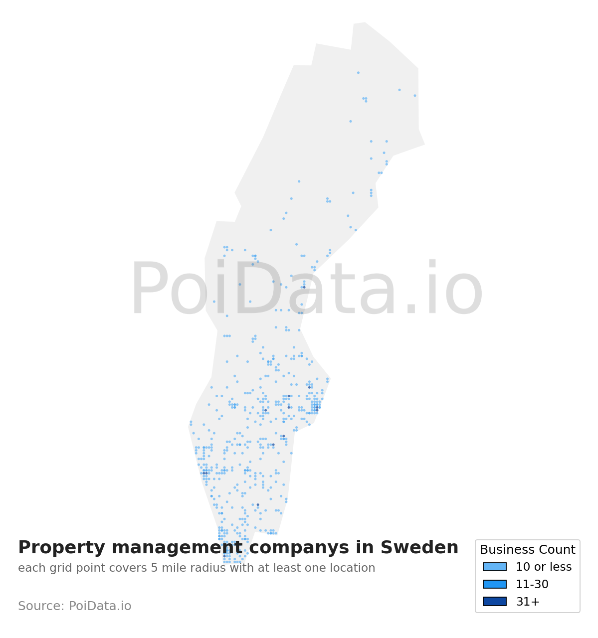 Property management company density map for Sweden