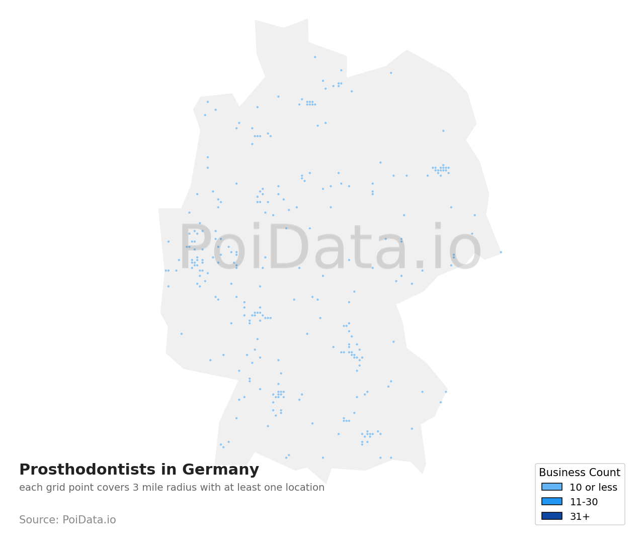 Prosthodontist density map for Germany