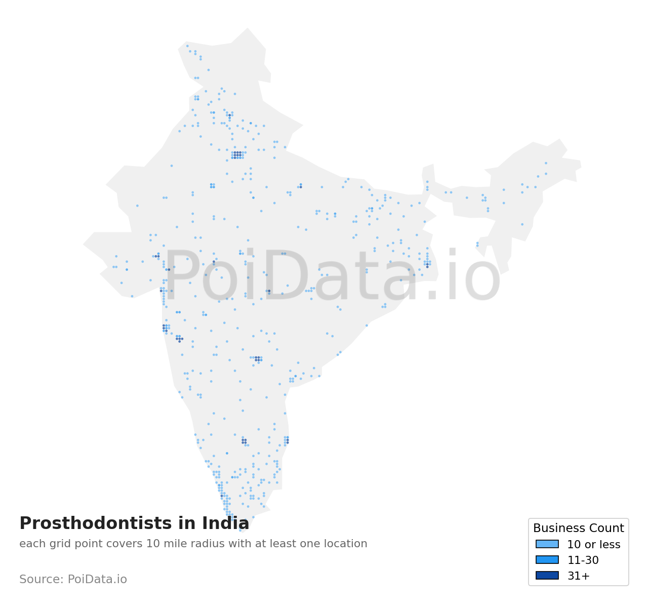 Prosthodontist density map for India