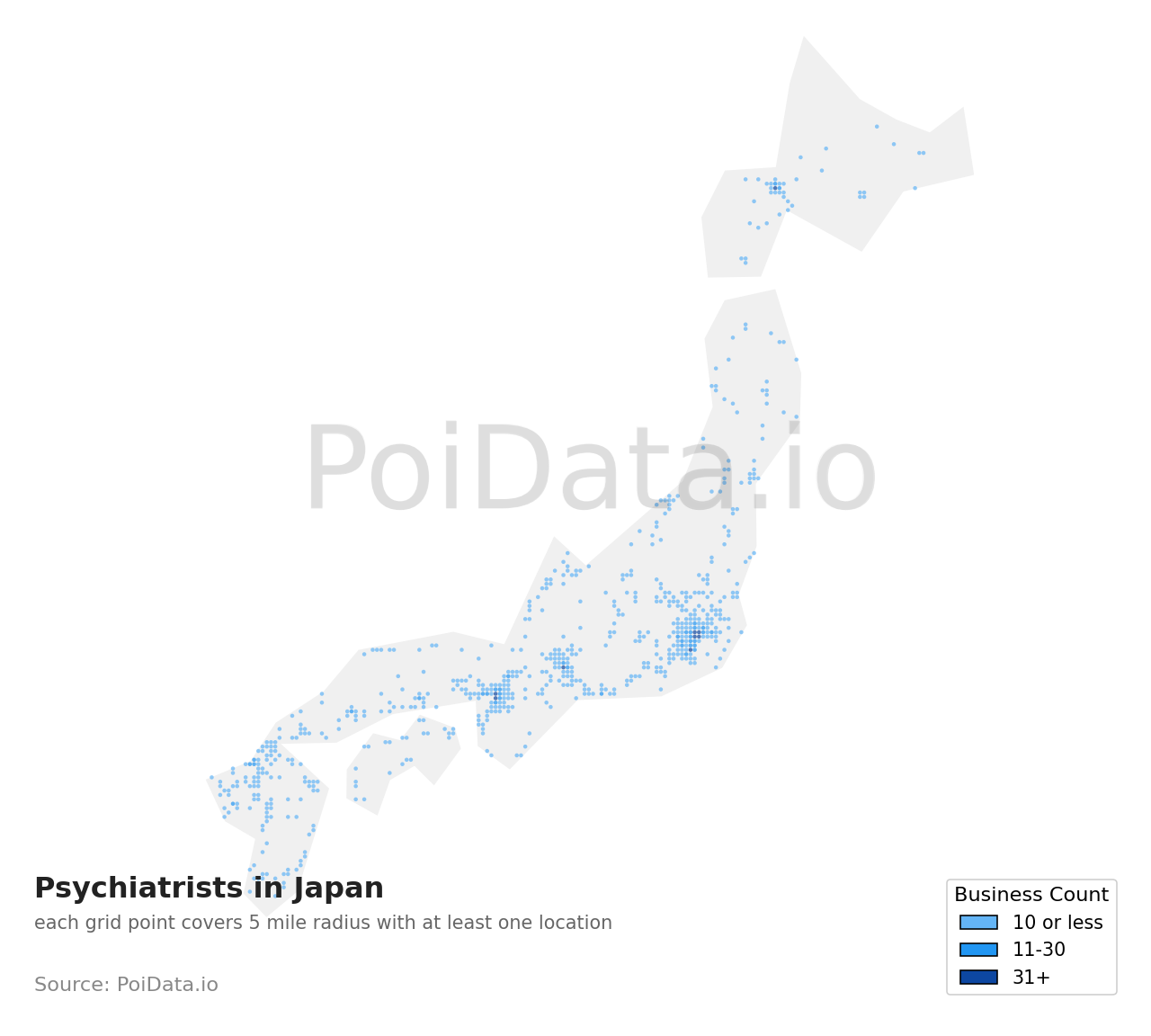 Psychiatrist density map for Aichi, Japan