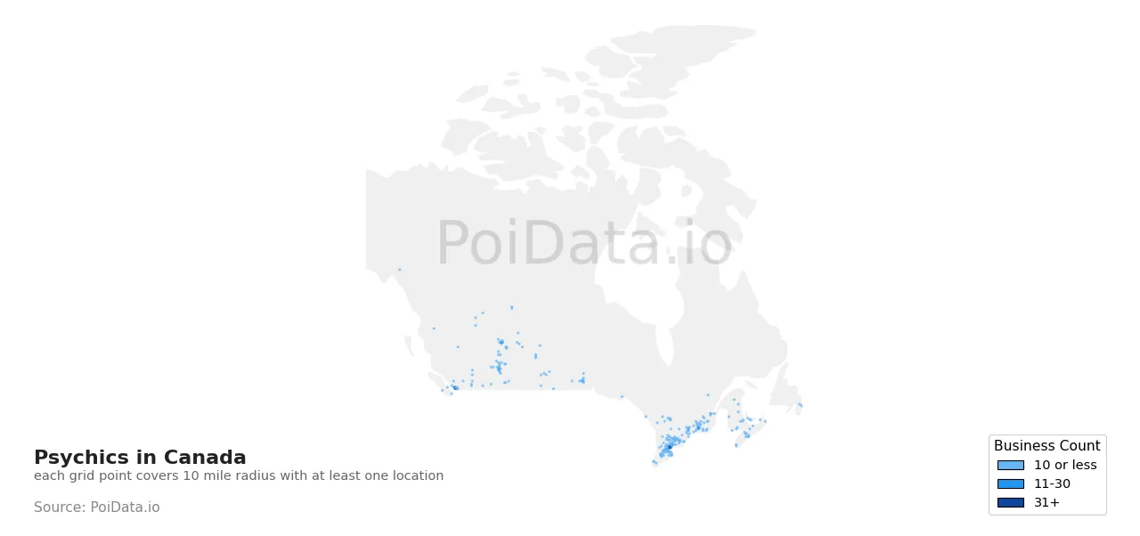Psychic density map for Canada