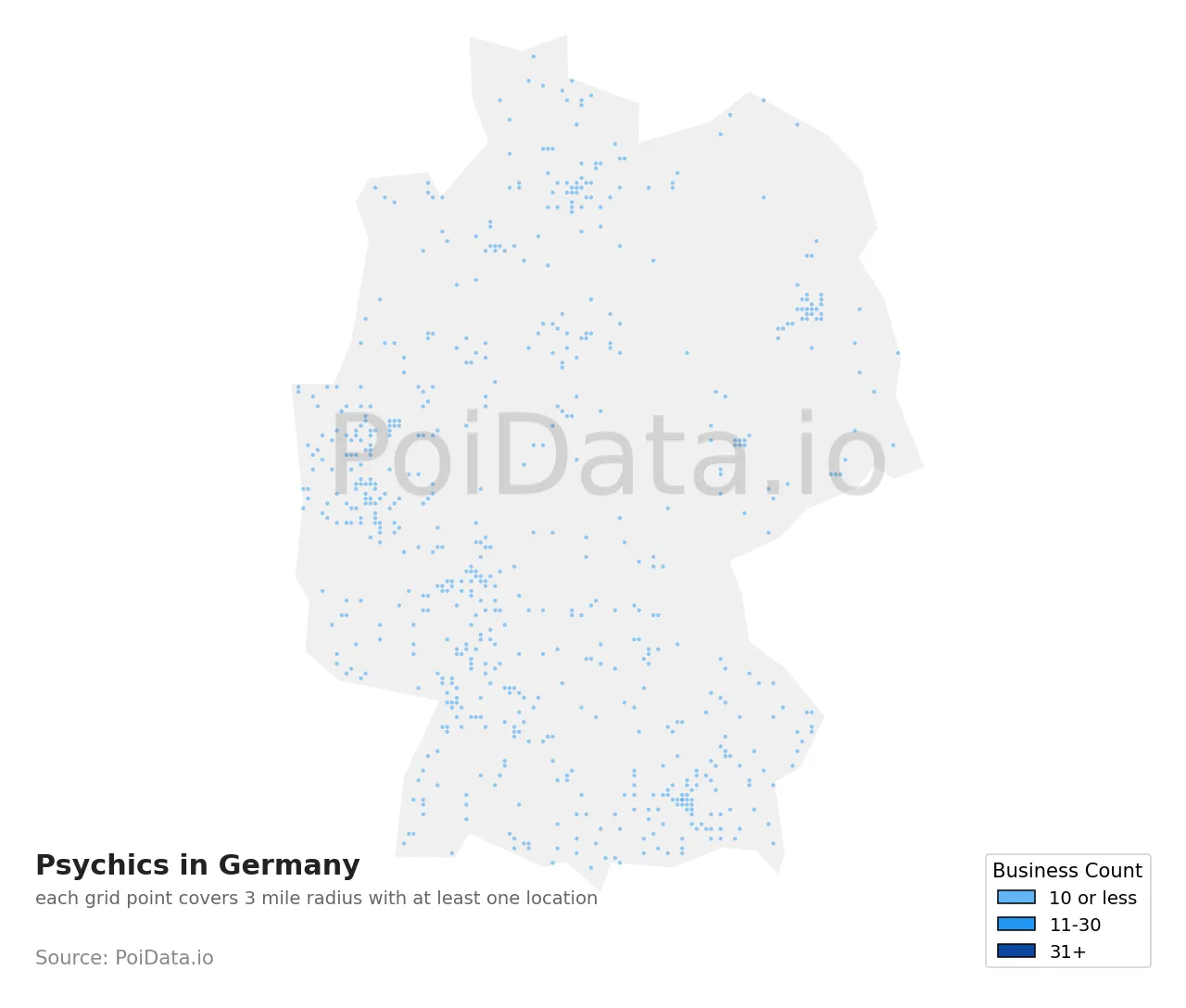 Psychic density map for Germany