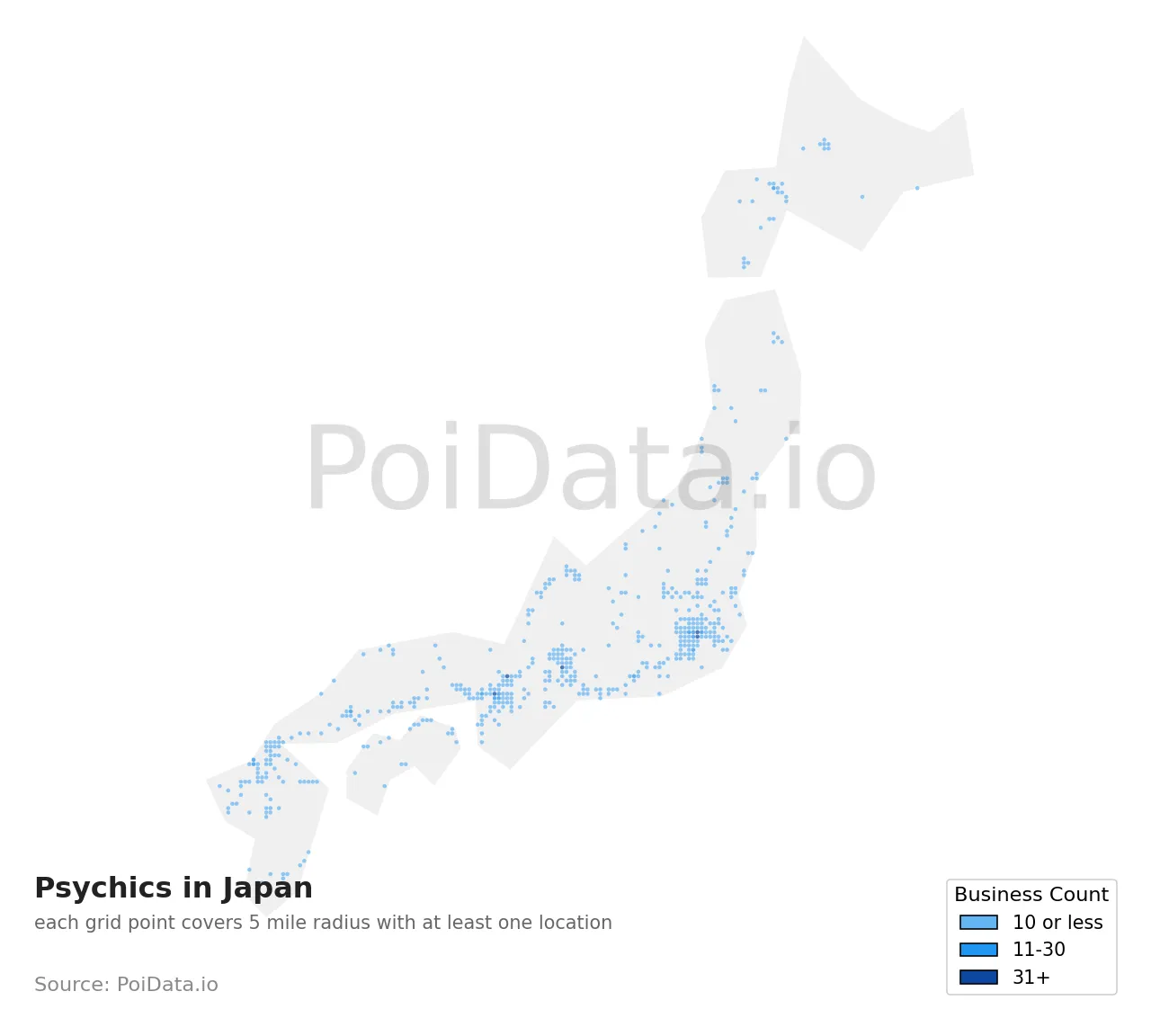 Psychic density map for Japan