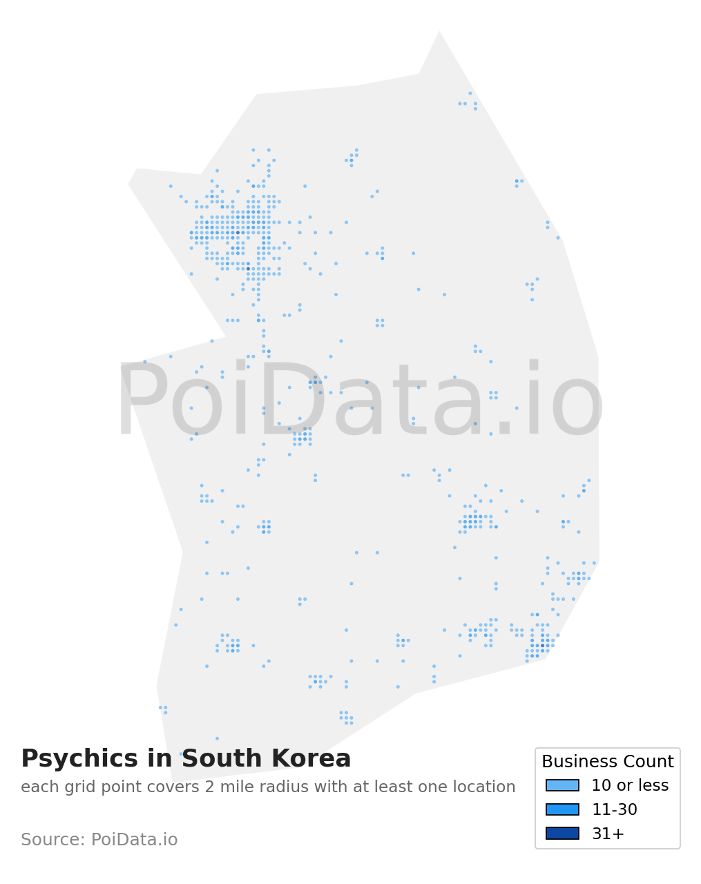 Psychic density map for South Korea