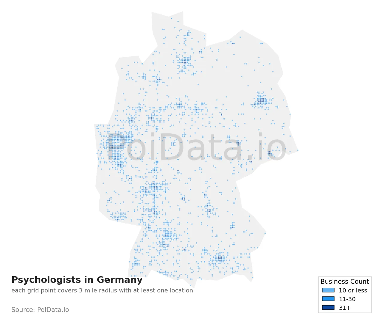 Psychologist density map for Germany