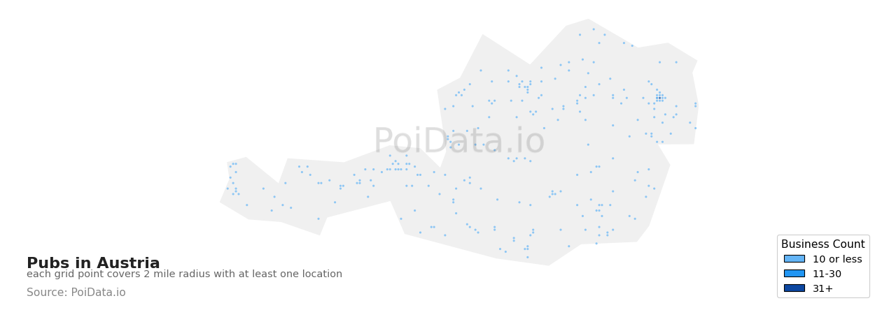 Pub density map for Austria