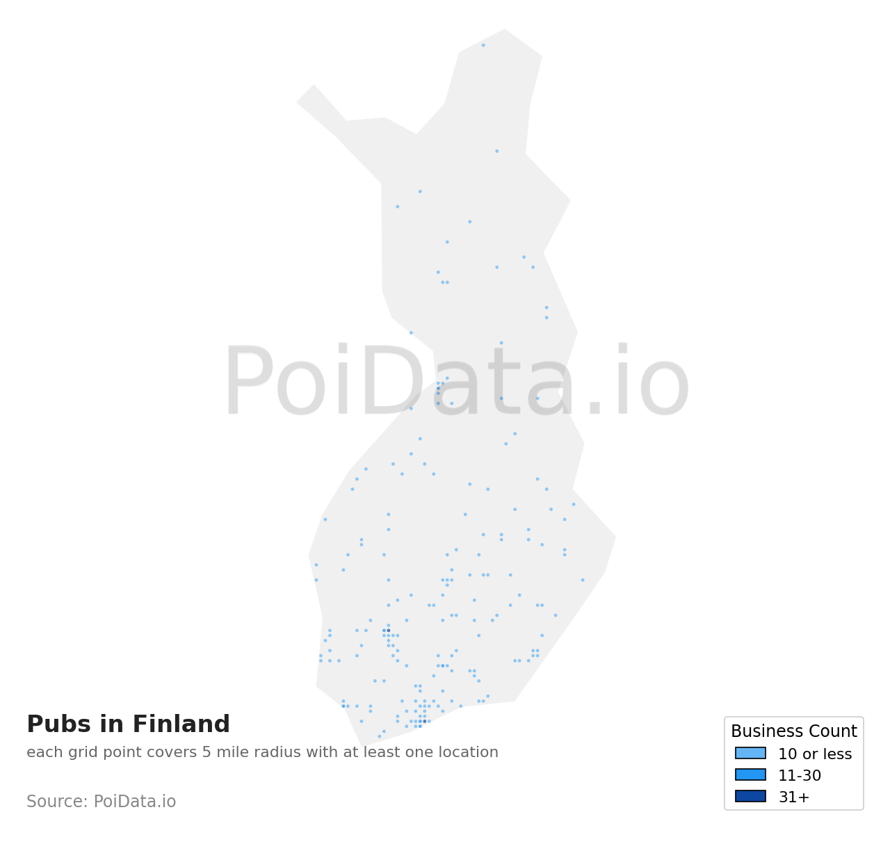 Pub density map for Finland