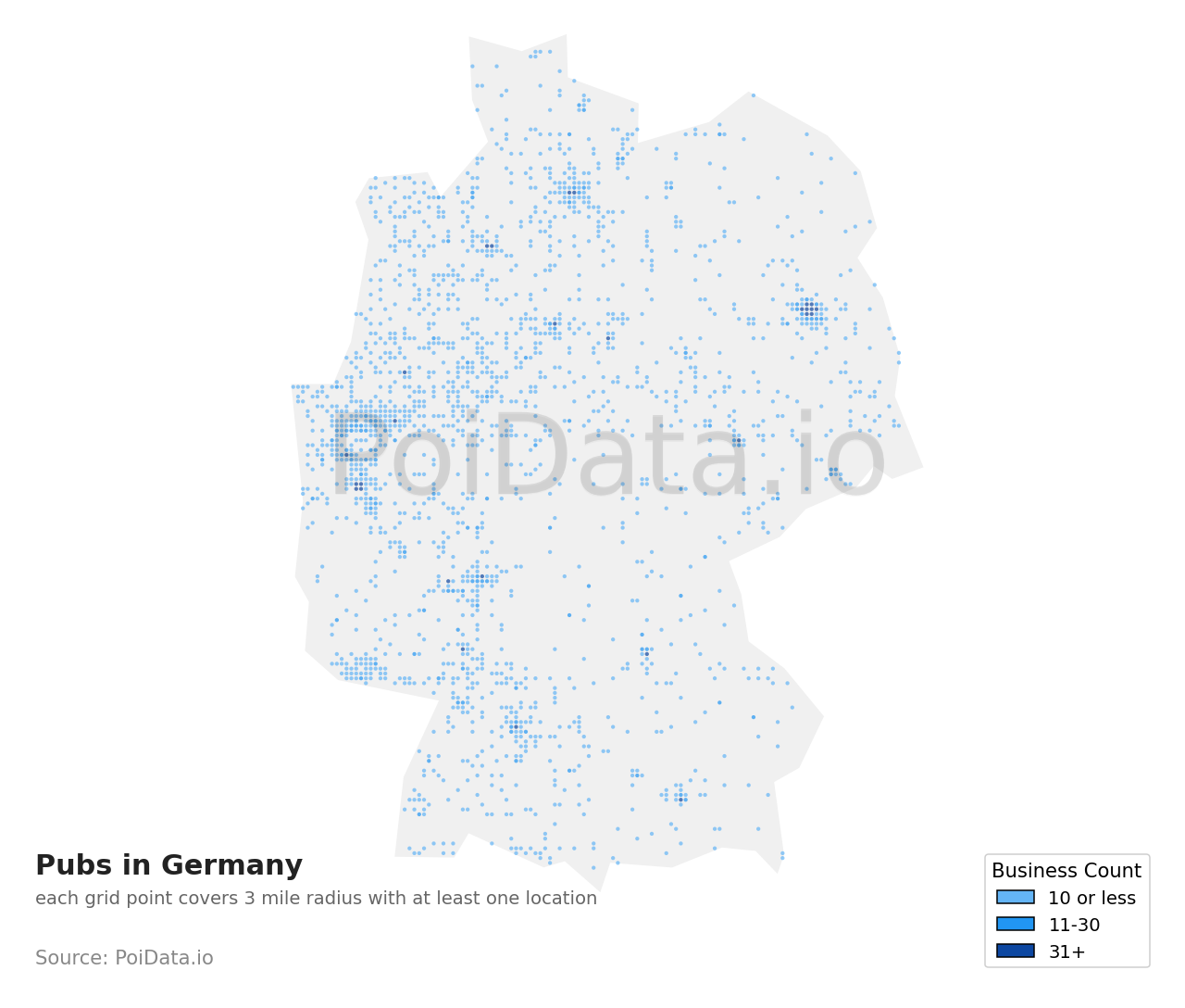 Pub density map for Germany
