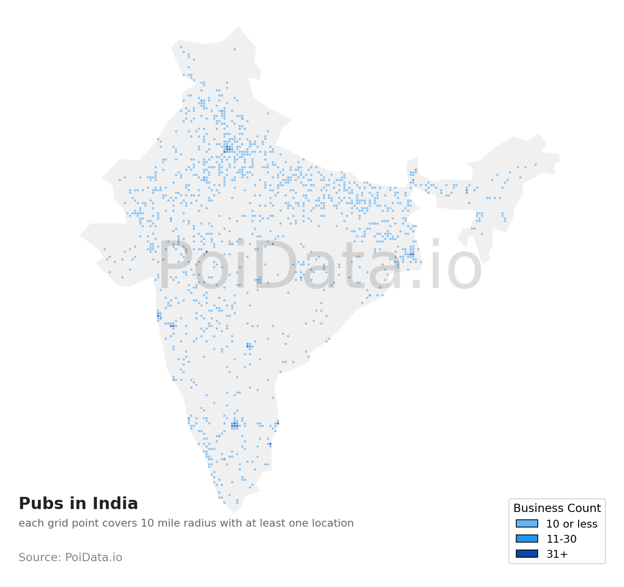 Pub density map for India