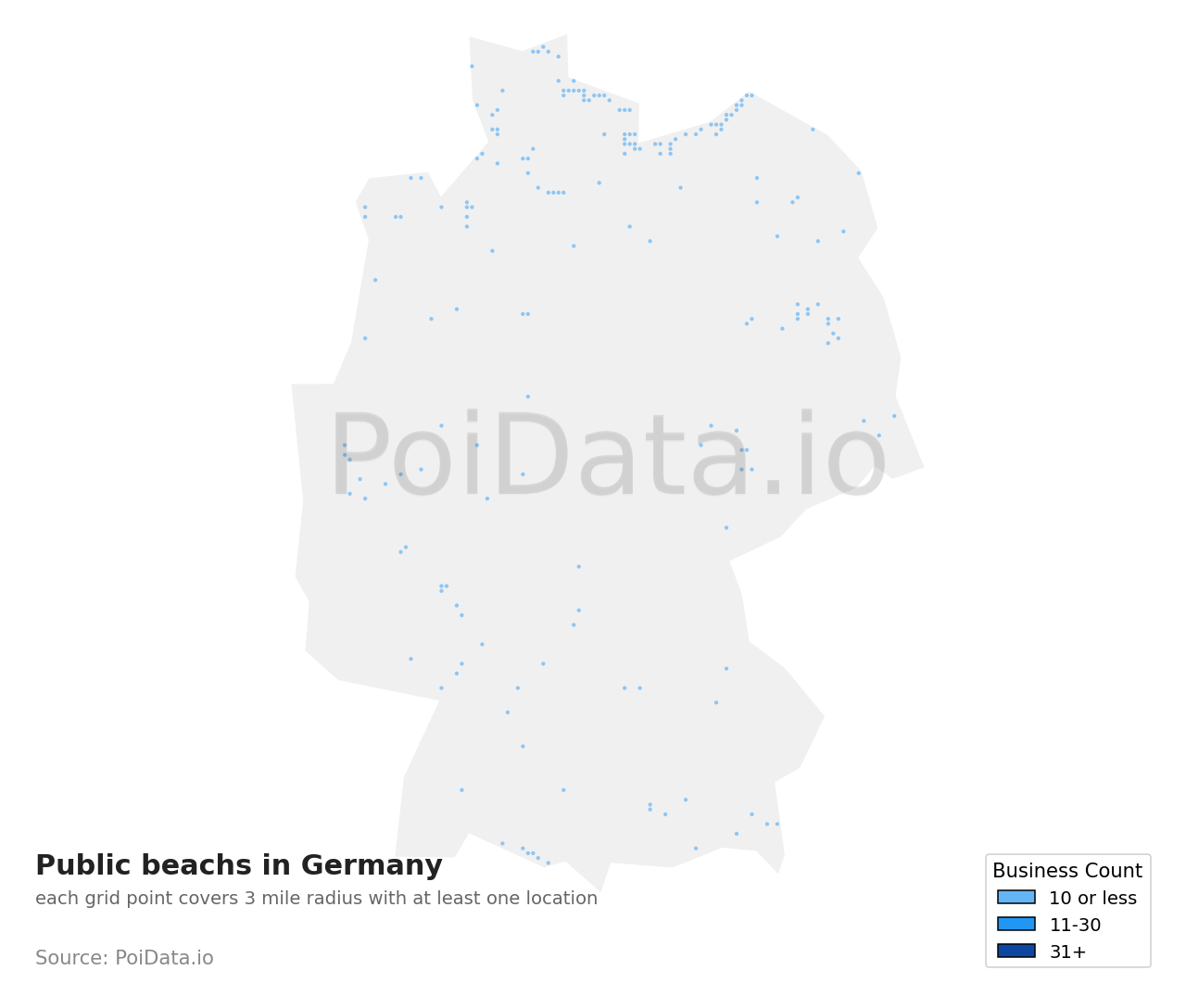 Public beach density map for Germany