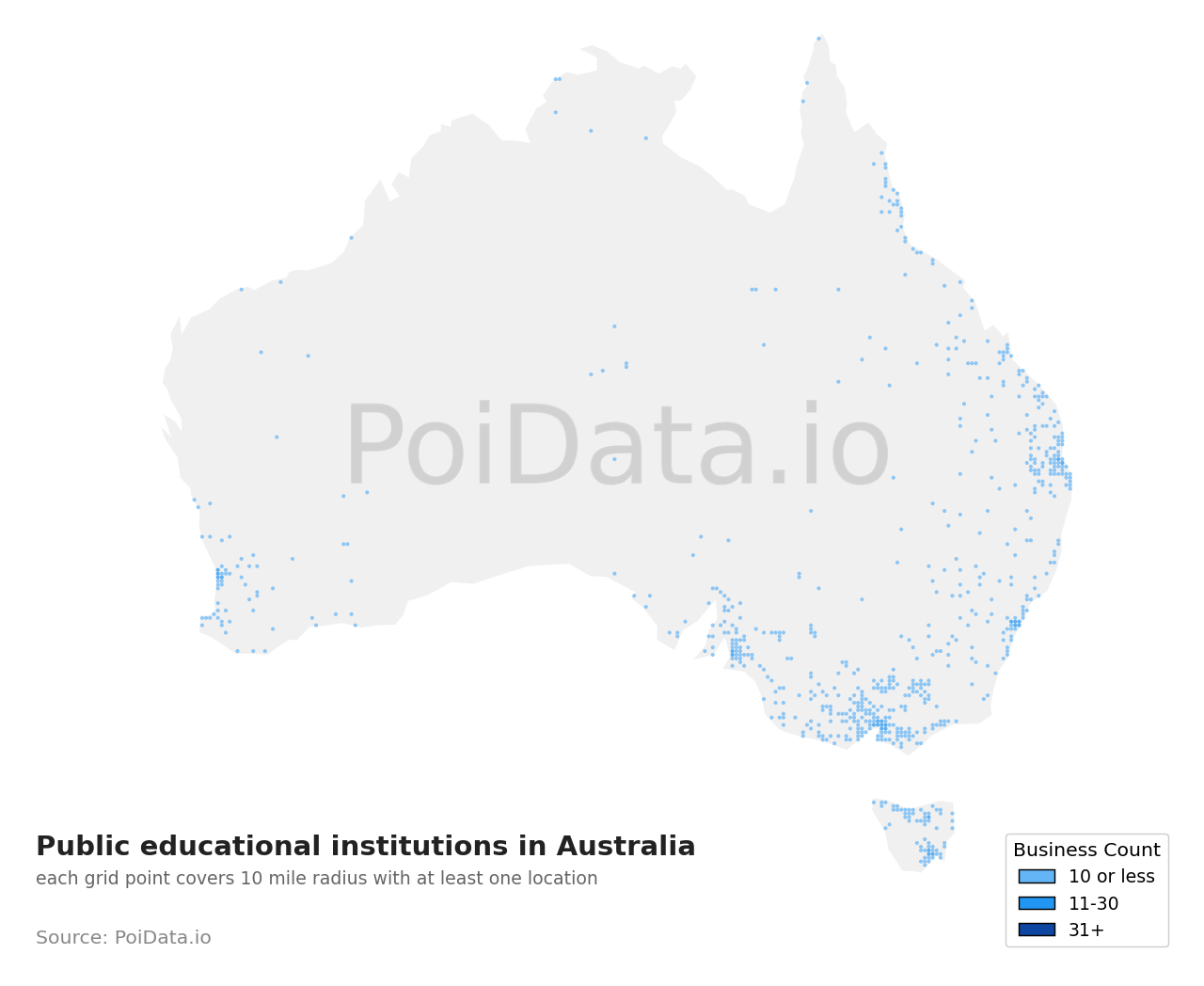 Public educational institution density map for NSW, Australia