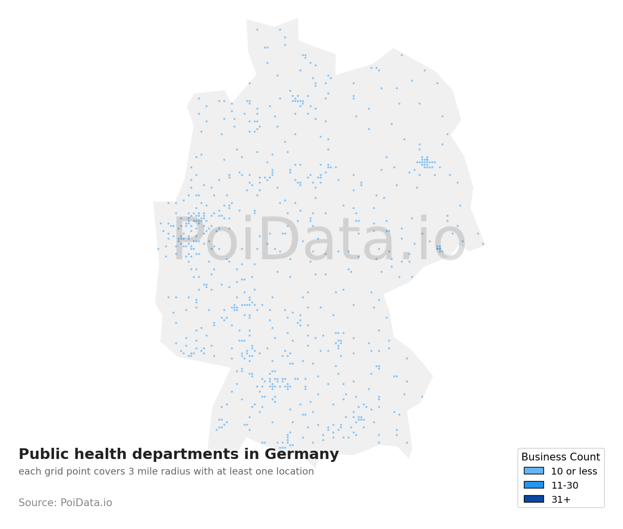 Public health department density map for Germany