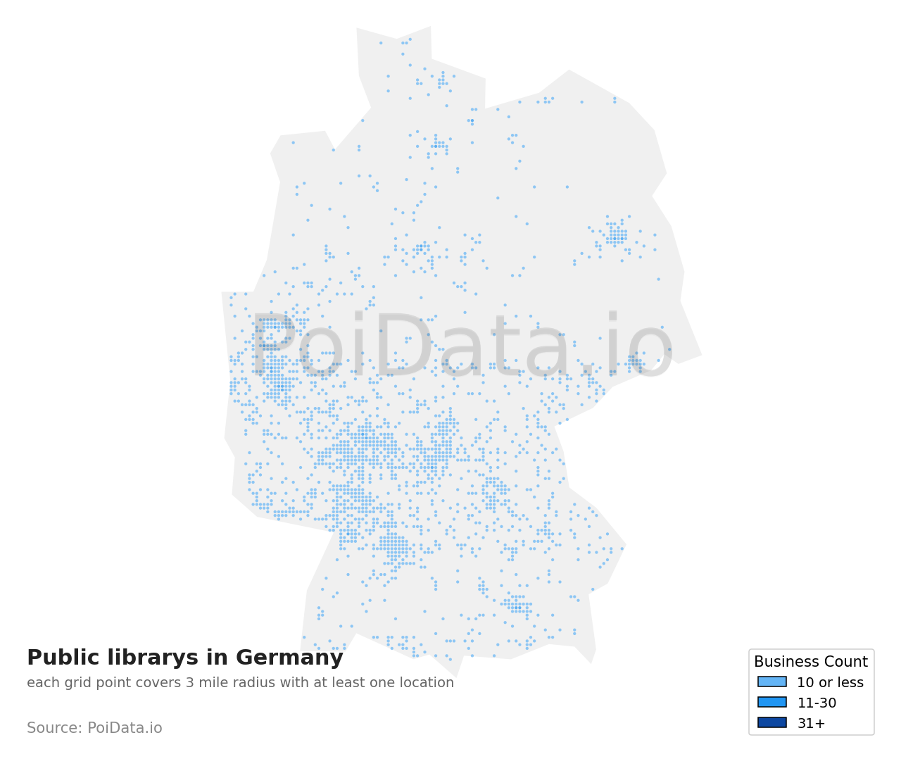 Public library density map for Germany