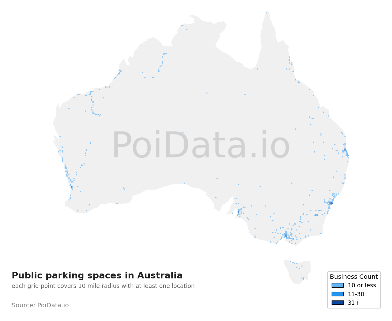 Public parking space density map for NSW, Australia