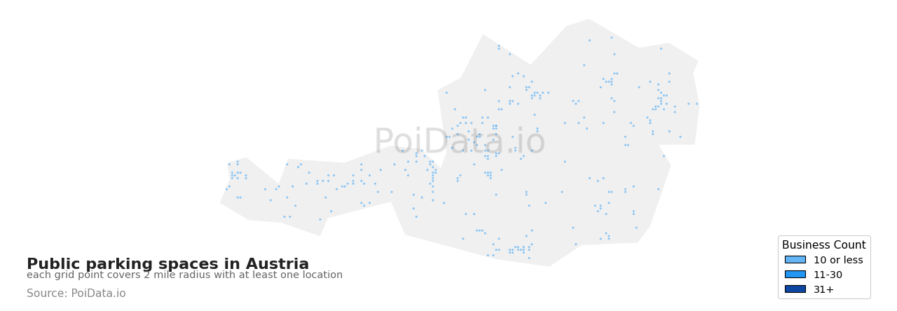 Public parking space density map for Austria