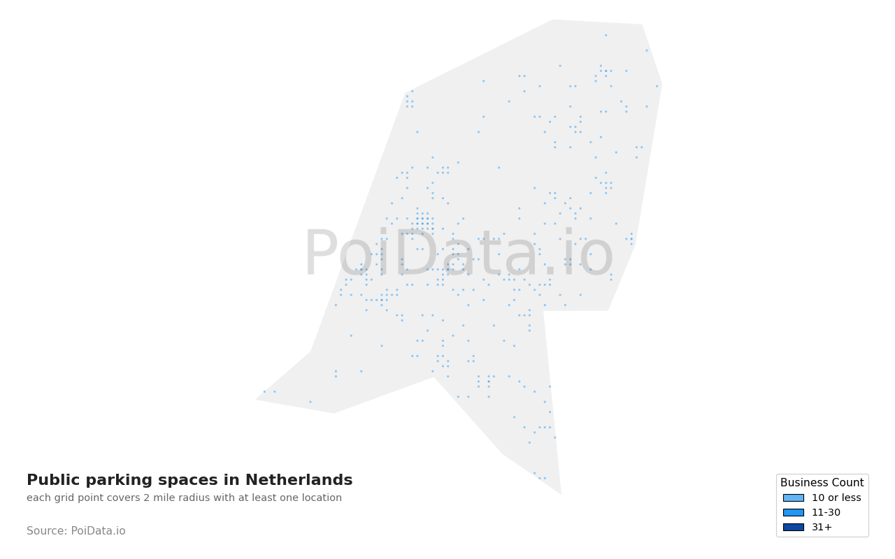Public parking space density map for Netherlands