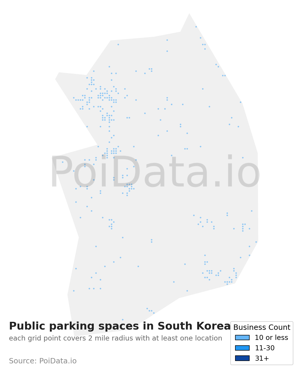 Public parking space density map for South Korea