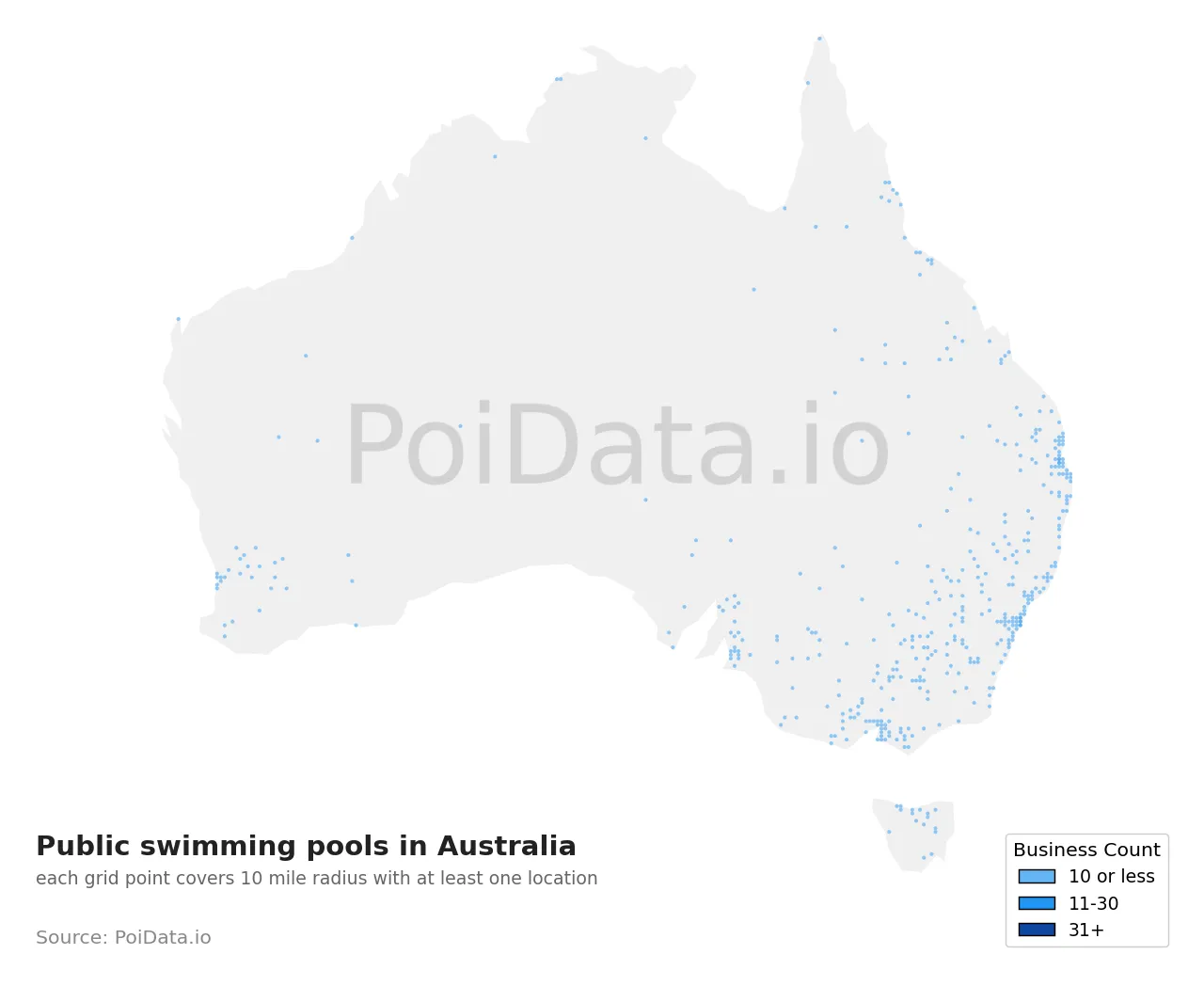 Public swimming pool density map for Australia
