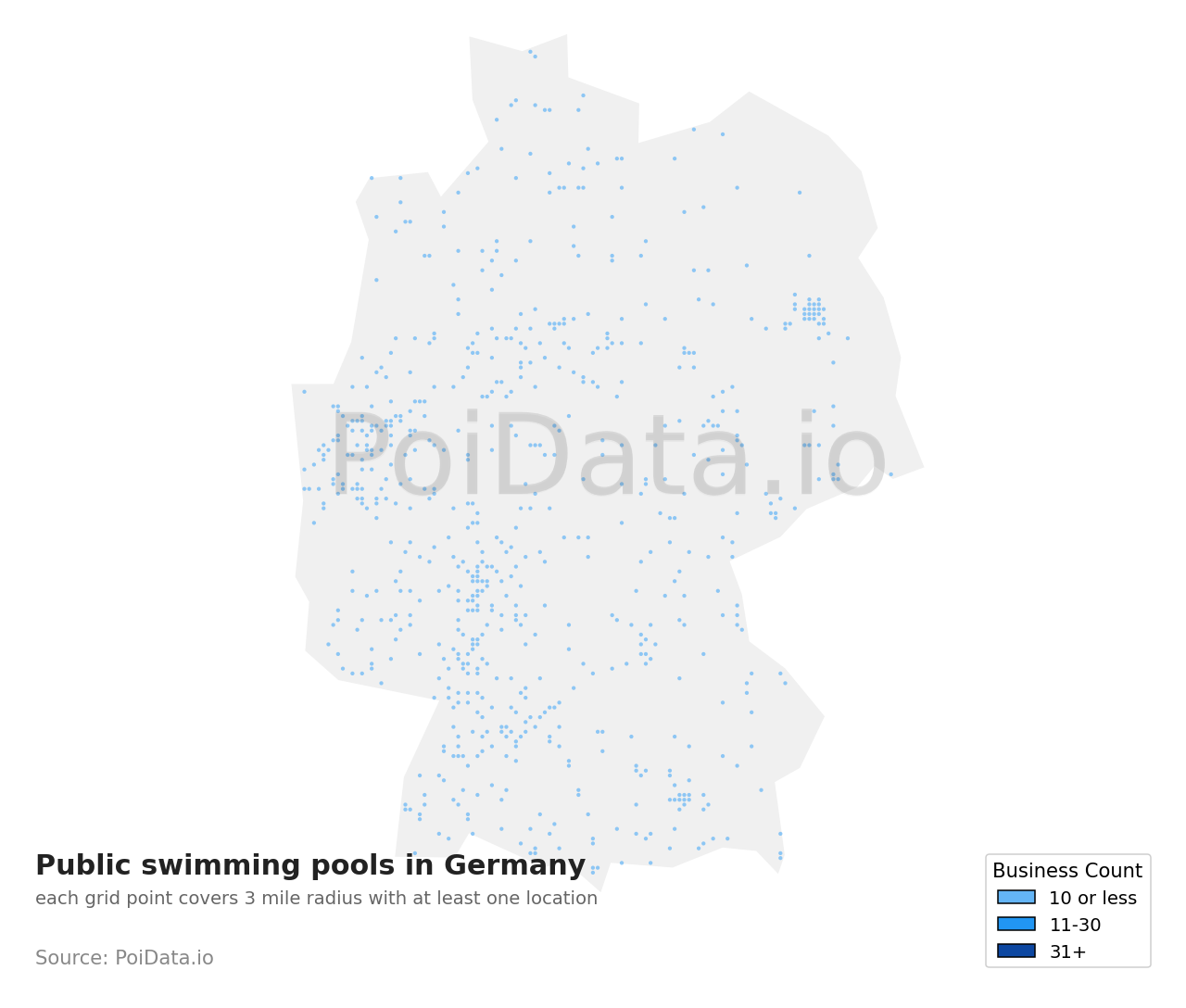 Public swimming pool density map for Germany