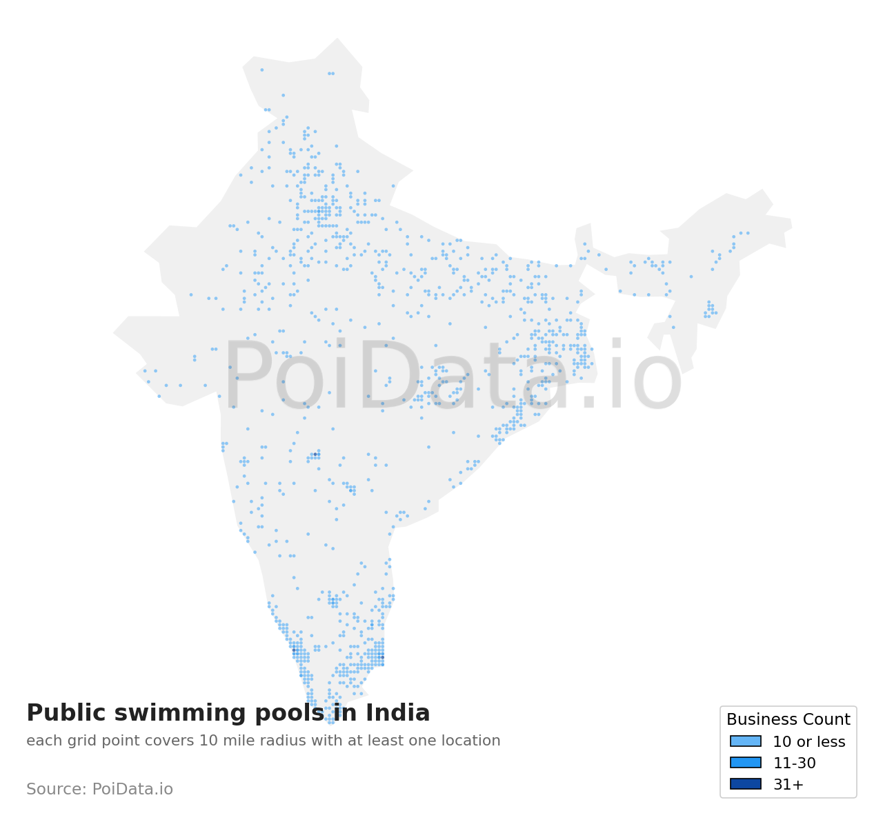 Public swimming pool density map for India