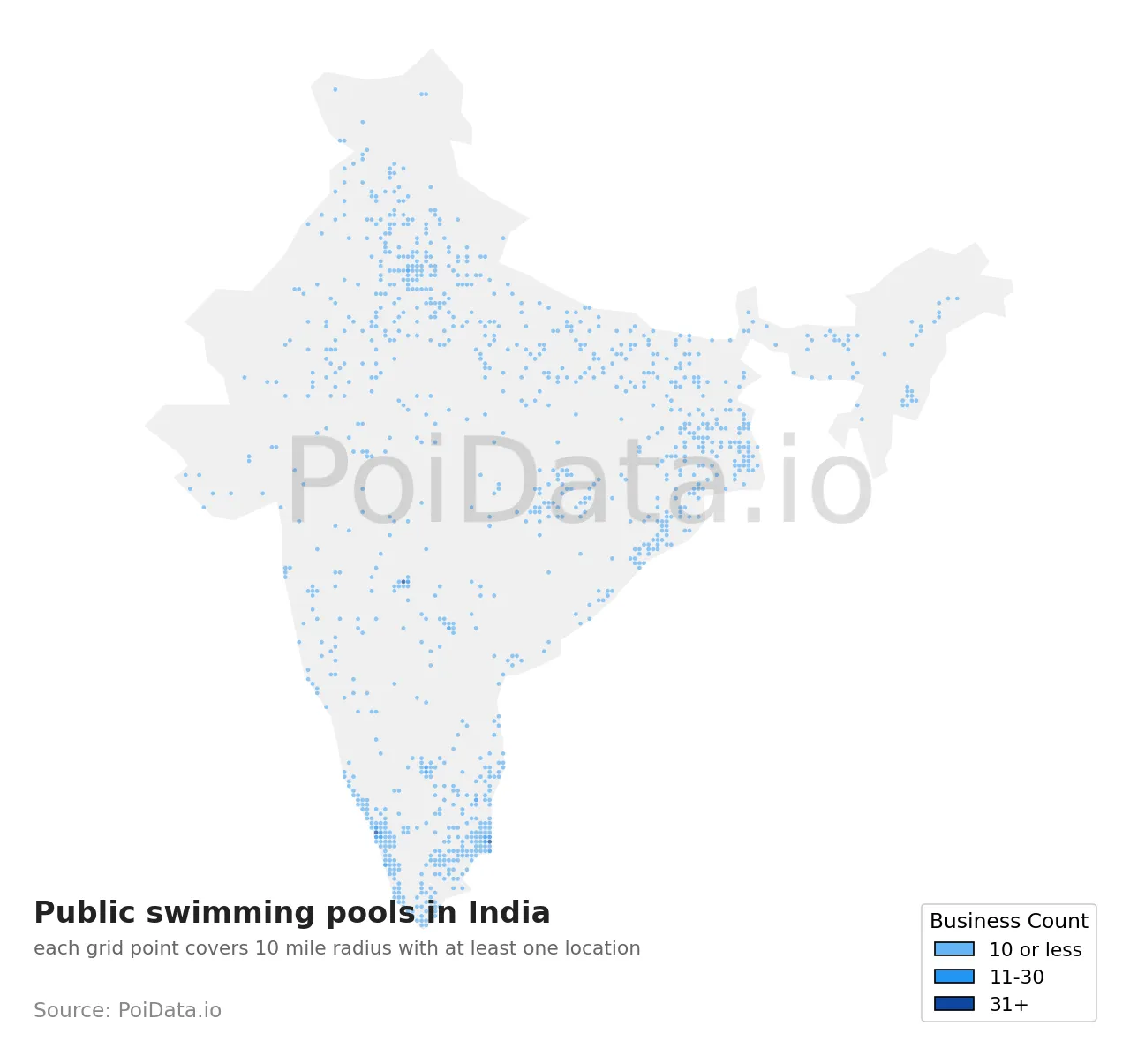 Public swimming pool density map for India