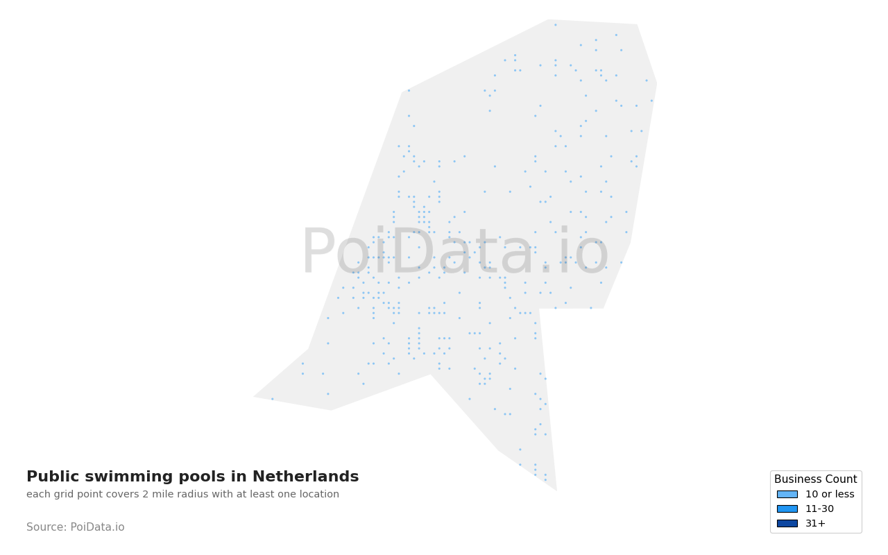 Public swimming pool density map for Netherlands