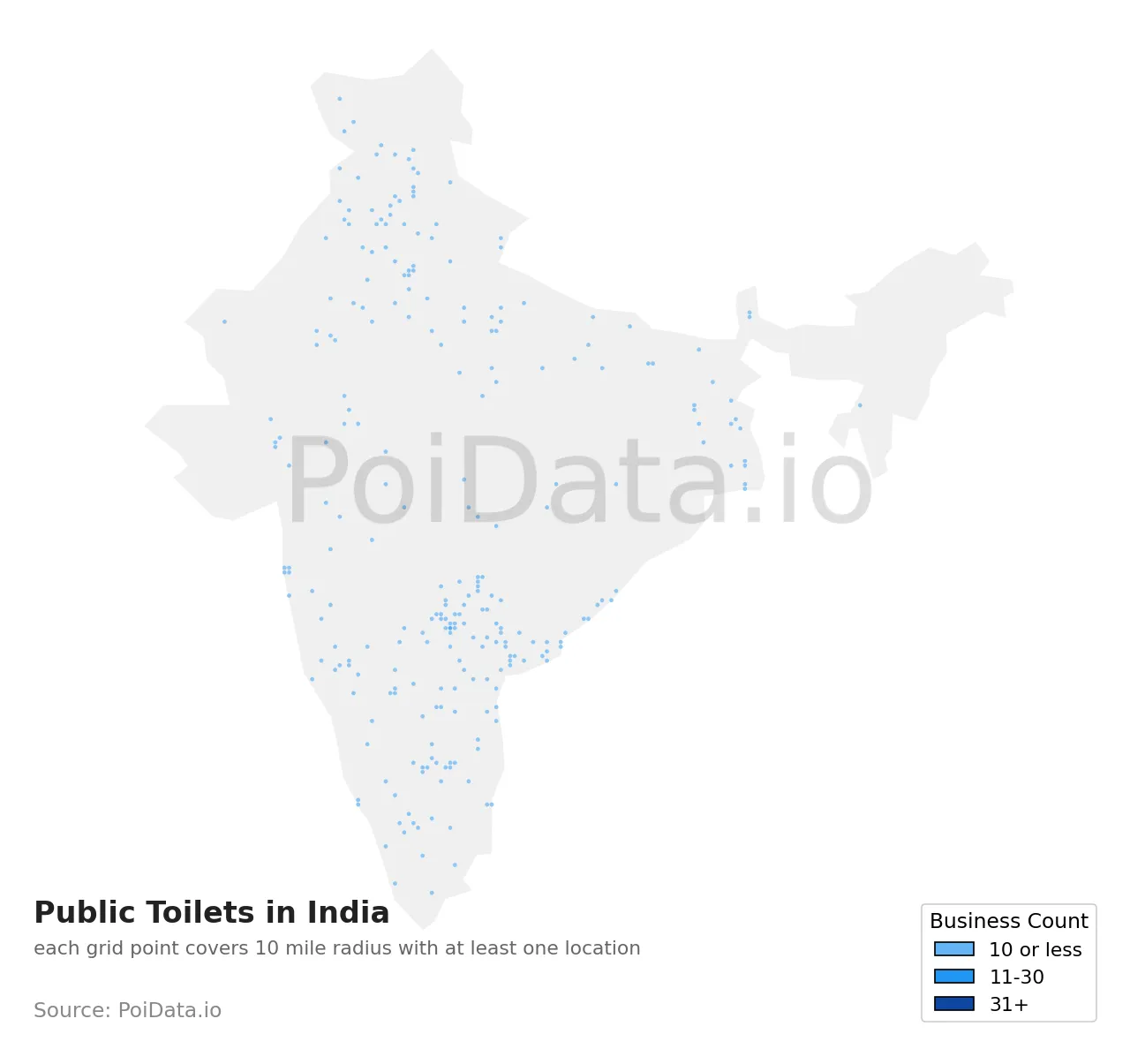 Public Toilets density map for India