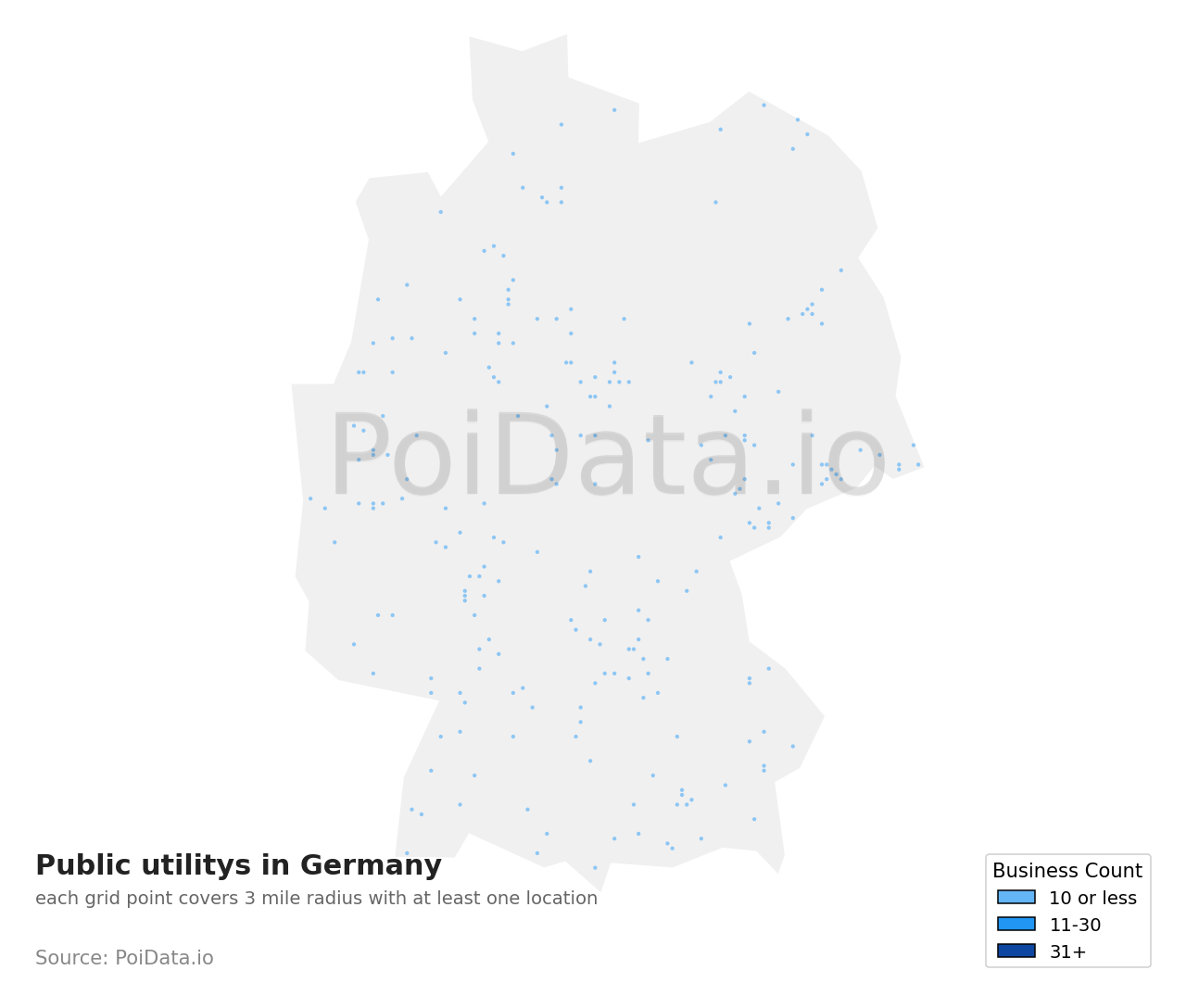 Public utility density map for Germany