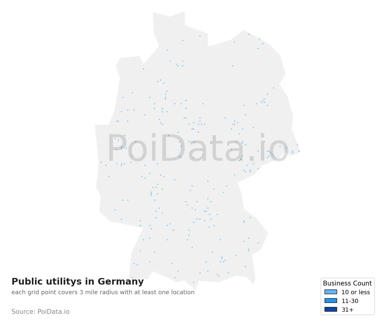 Public utility density map for Germany