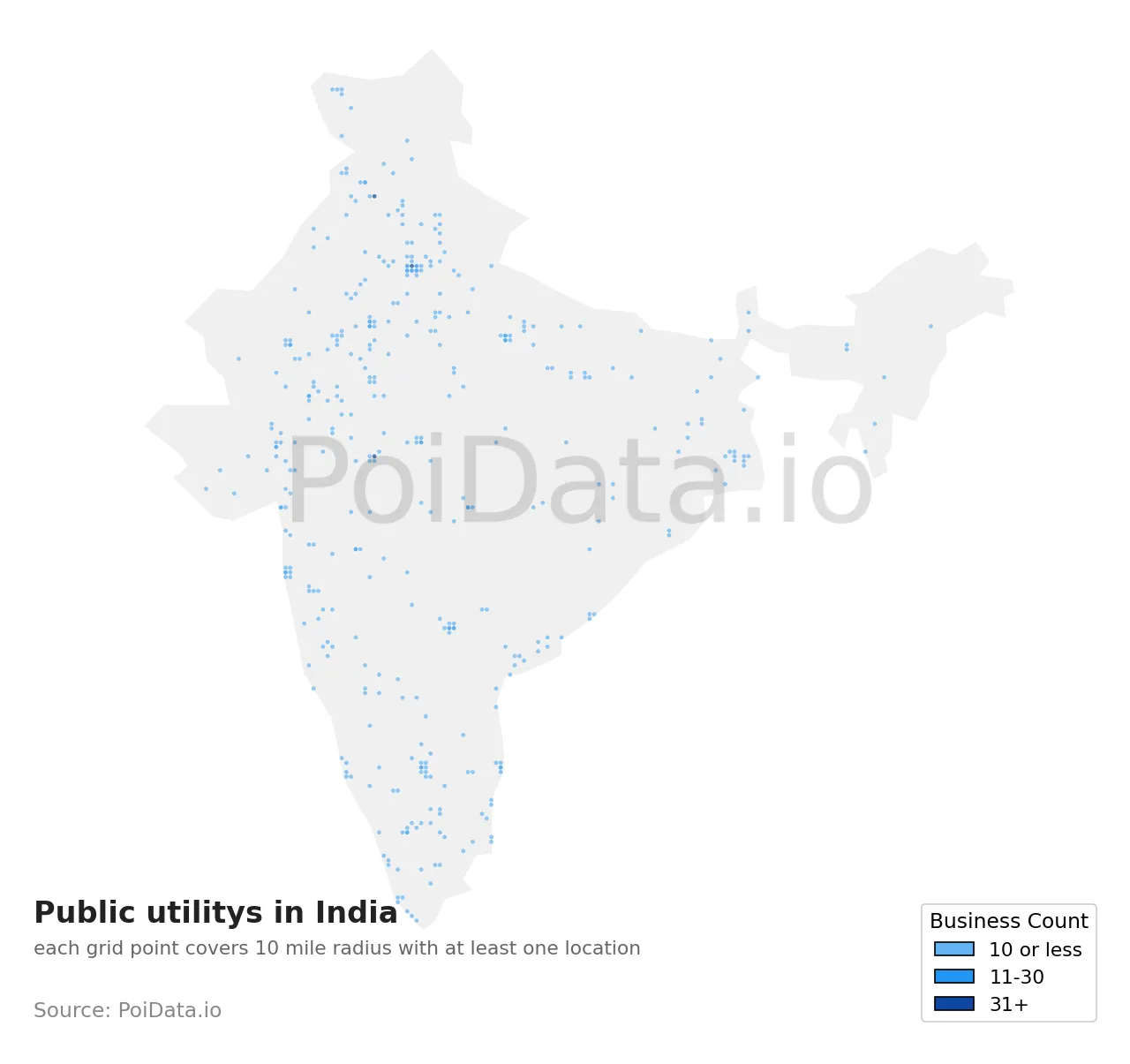 Public utility density map for India
