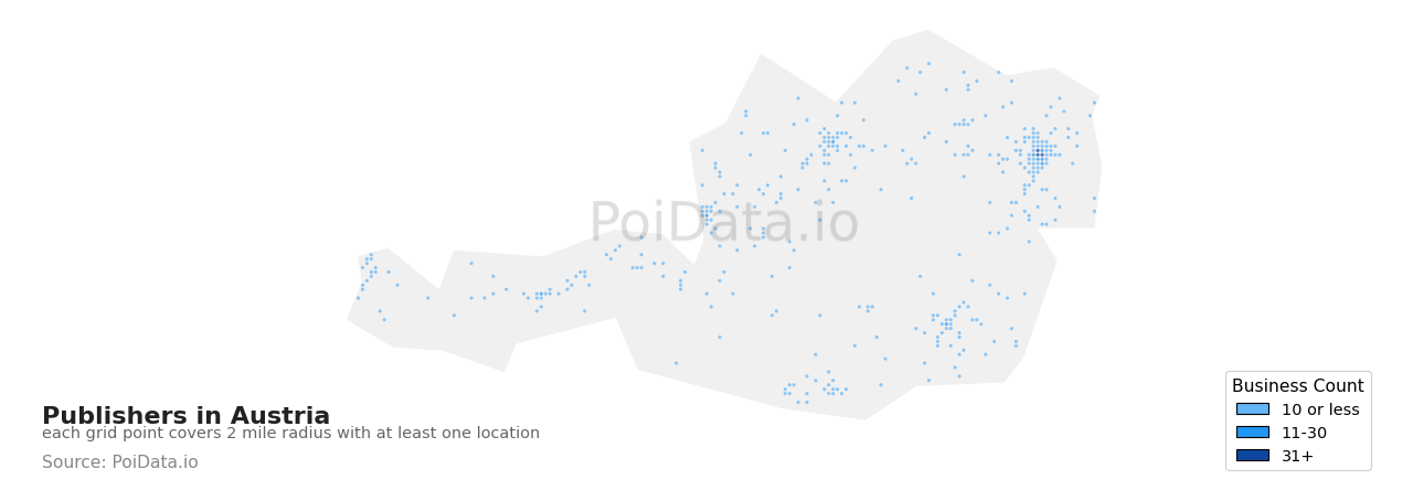 Publisher density map for Austria