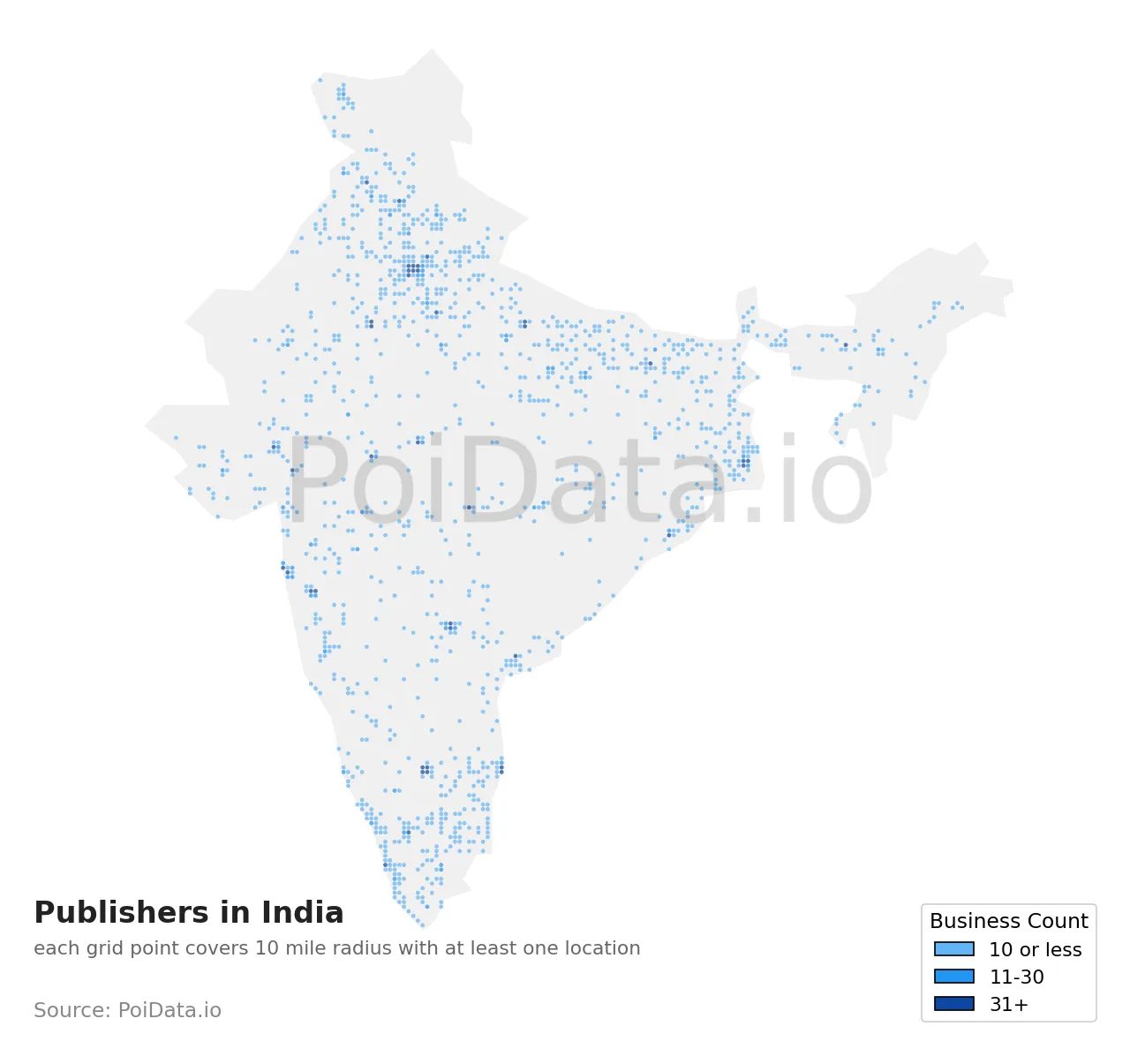 Publisher density map for India