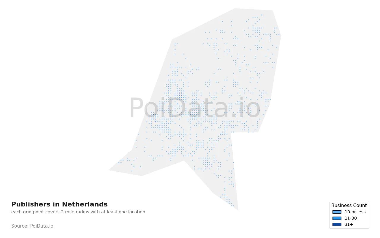 Publisher density map for Netherlands