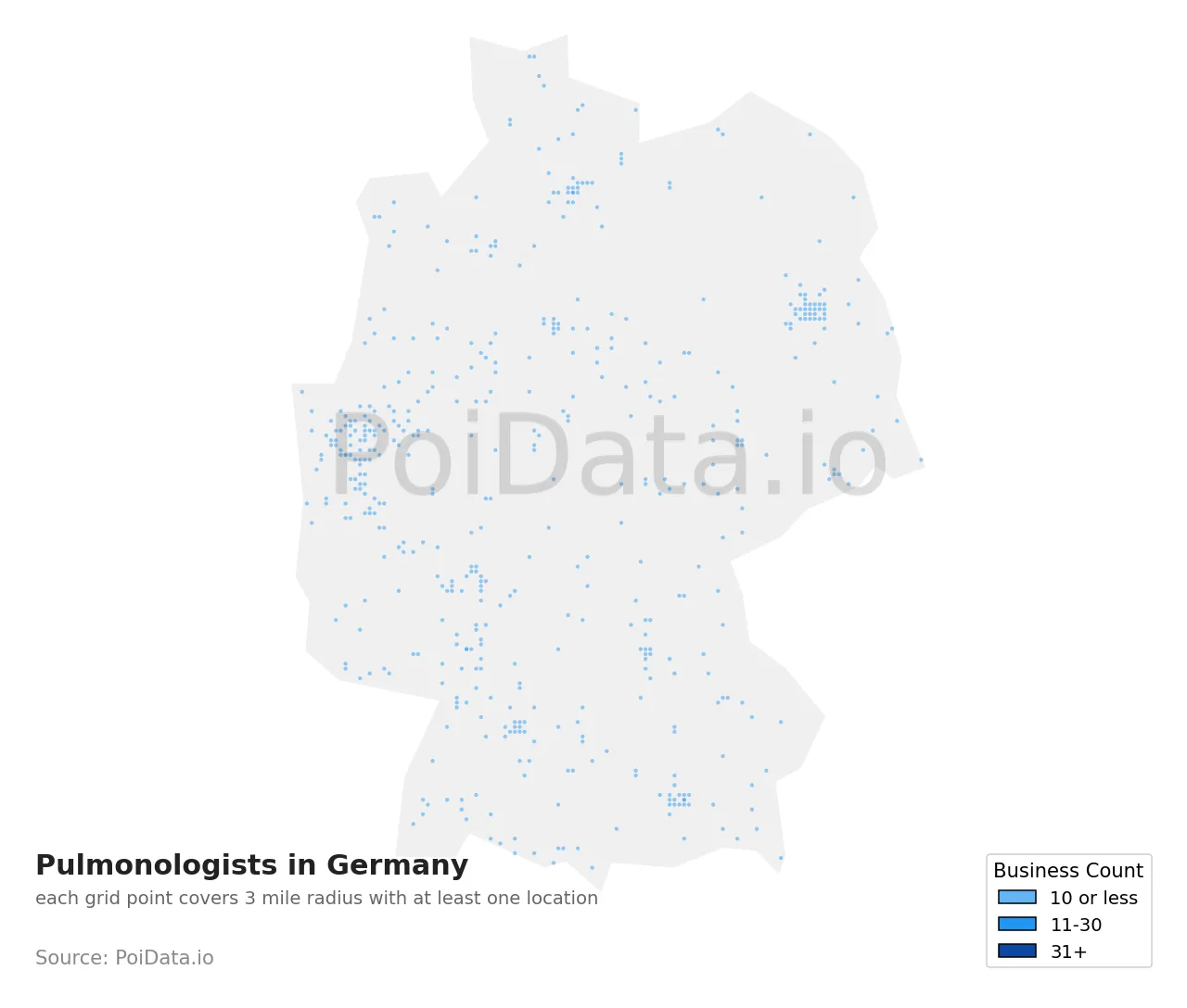 Pulmonologist density map for Germany