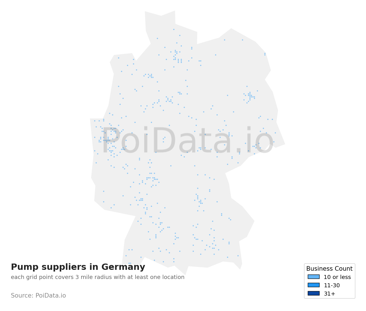 Pump supplier density map for Germany