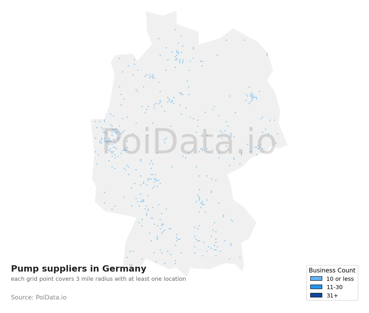 Pump supplier density map for Germany