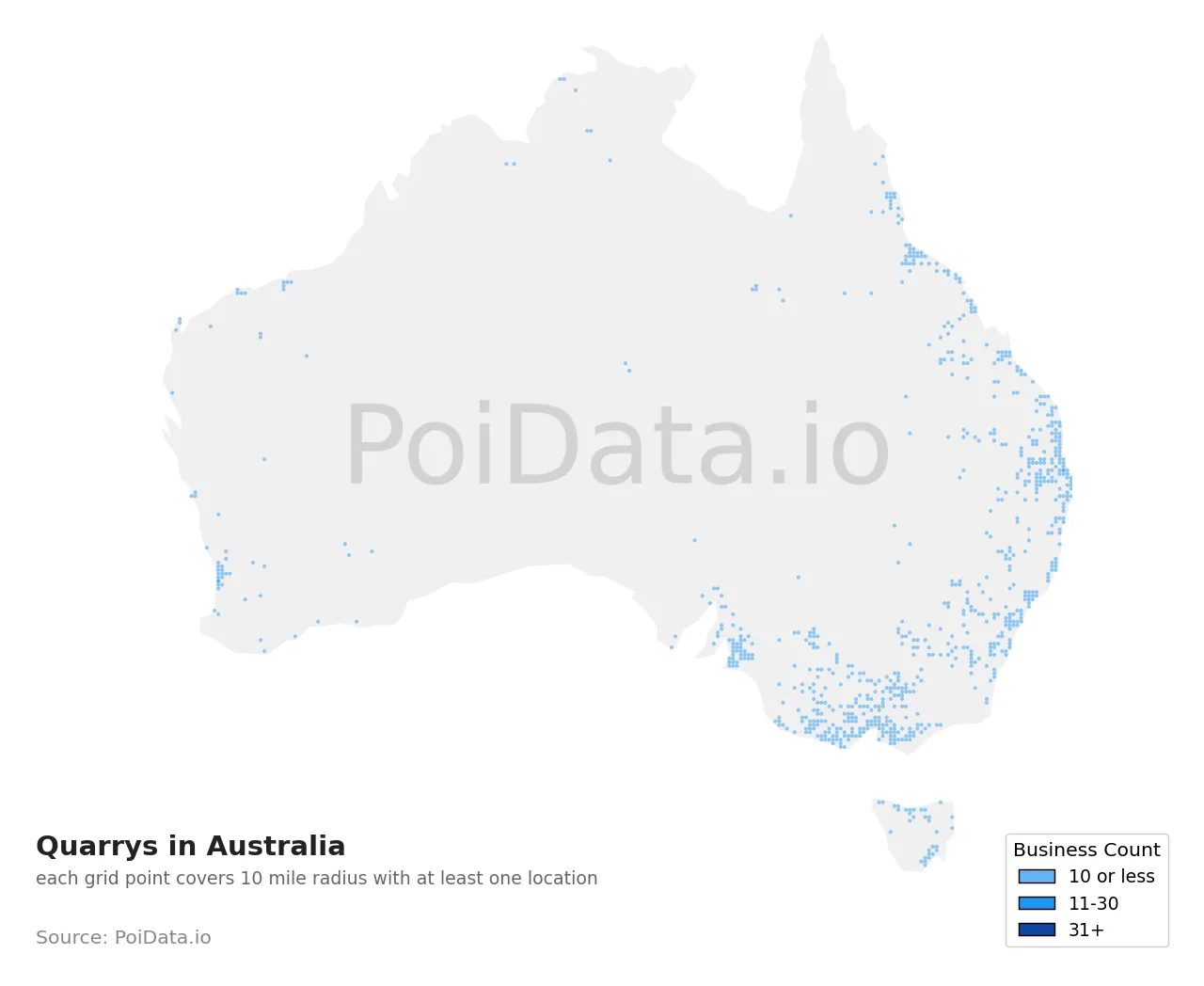 Quarry density map for Australia