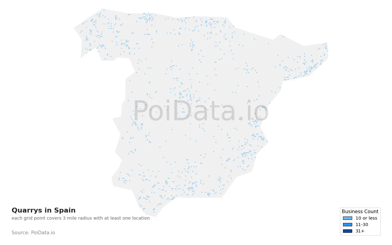 Quarry density map for Spain