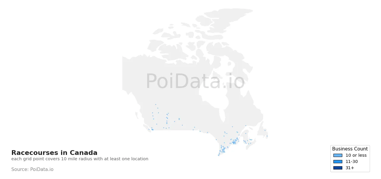 Racecourse density map for Canada
