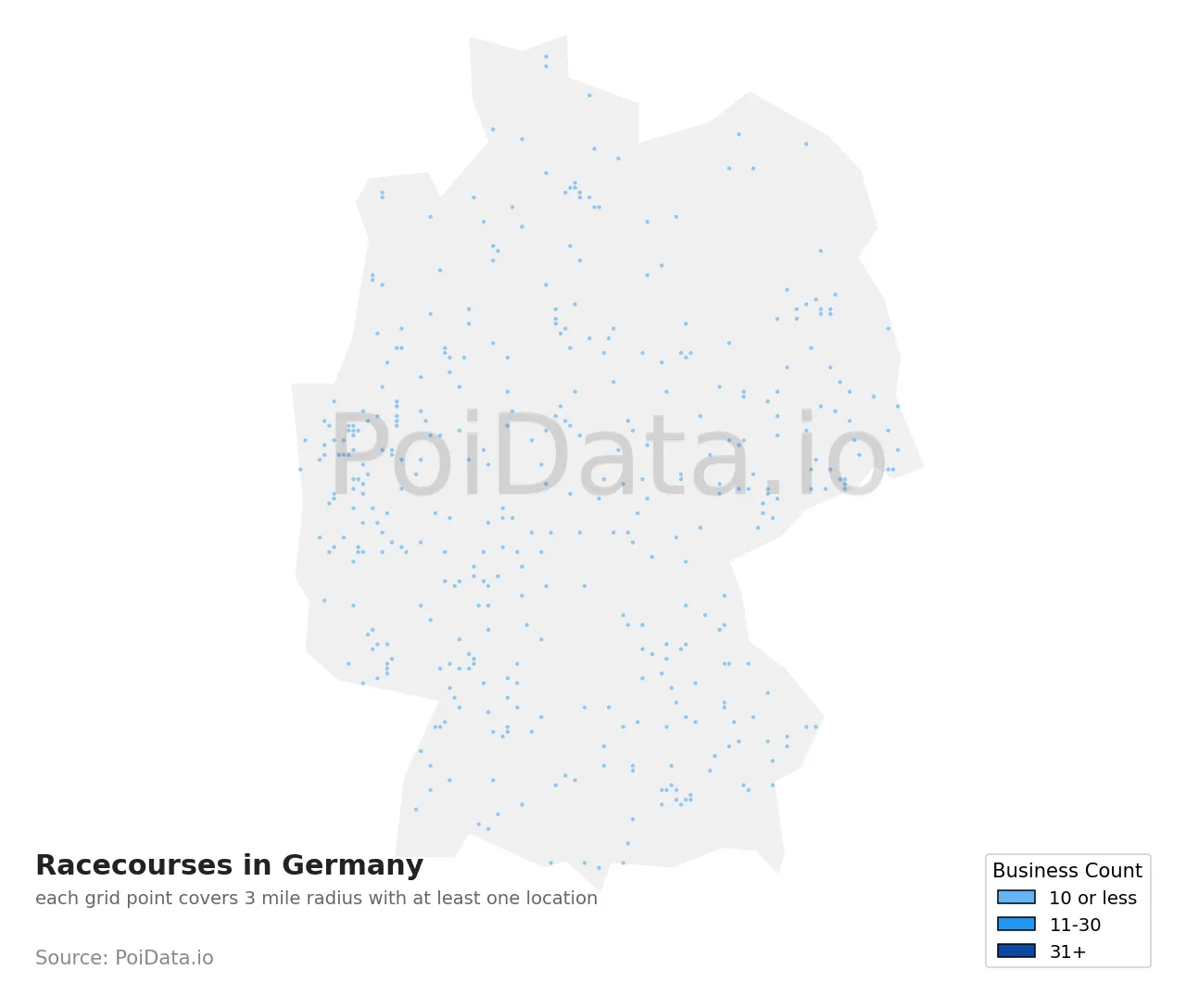 Racecourse density map for Germany